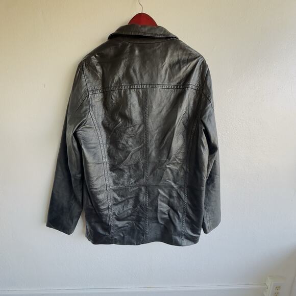 Wilson’s Leather Black Genuine Leather Blazer Jacket Womens M Boxy Vintage Style - Picture 6 of 13